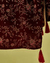 Manyavar Men Maroon Velvet Dupatta with Embroidery