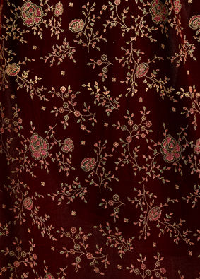 Manyavar Men Maroon Velvet Dupatta with Embroidery