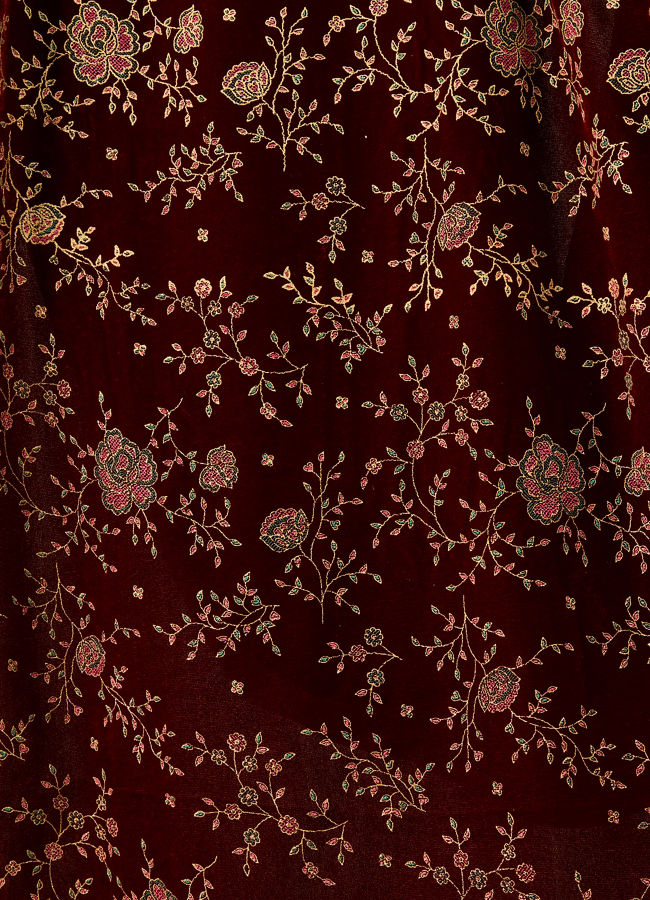 Manyavar Men Maroon Velvet Dupatta with Embroidery