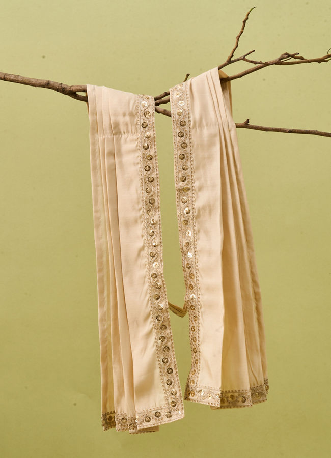 Manyavar Men Beige Art Silk Dupatta with Embroidery