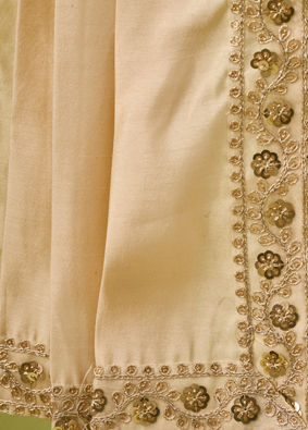 Manyavar Men Beige Art Silk Dupatta with Embroidery