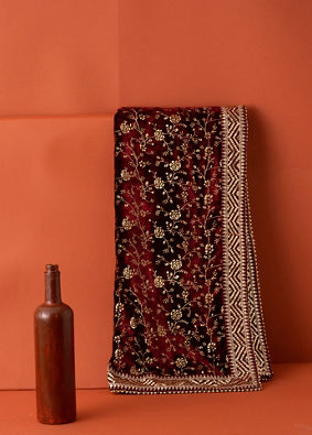 Manyavar Men Classic Maroon Bel Buti Patterned Dupatta
