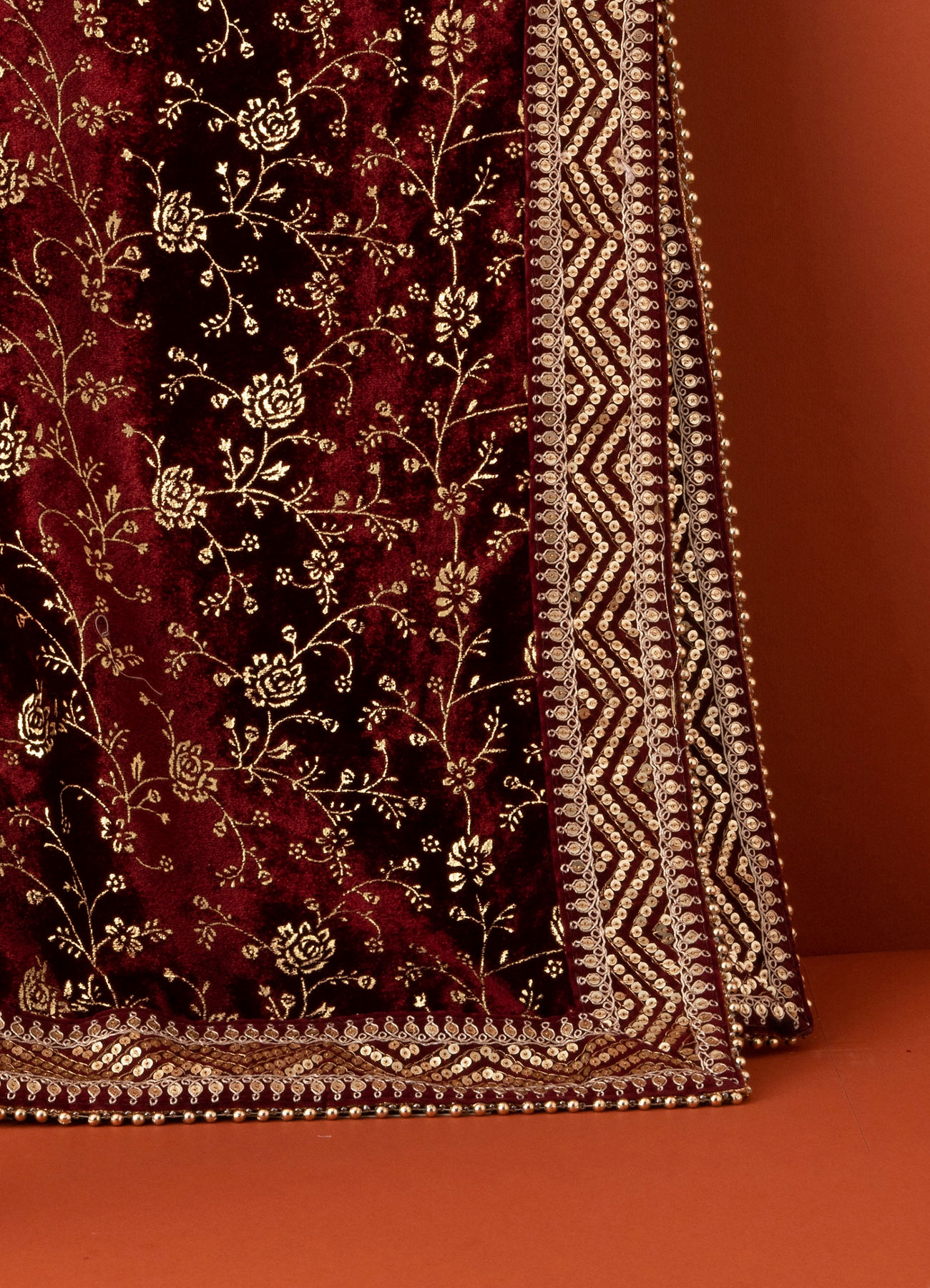 Manyavar Men Classic Maroon Bel Buti Patterned Dupatta