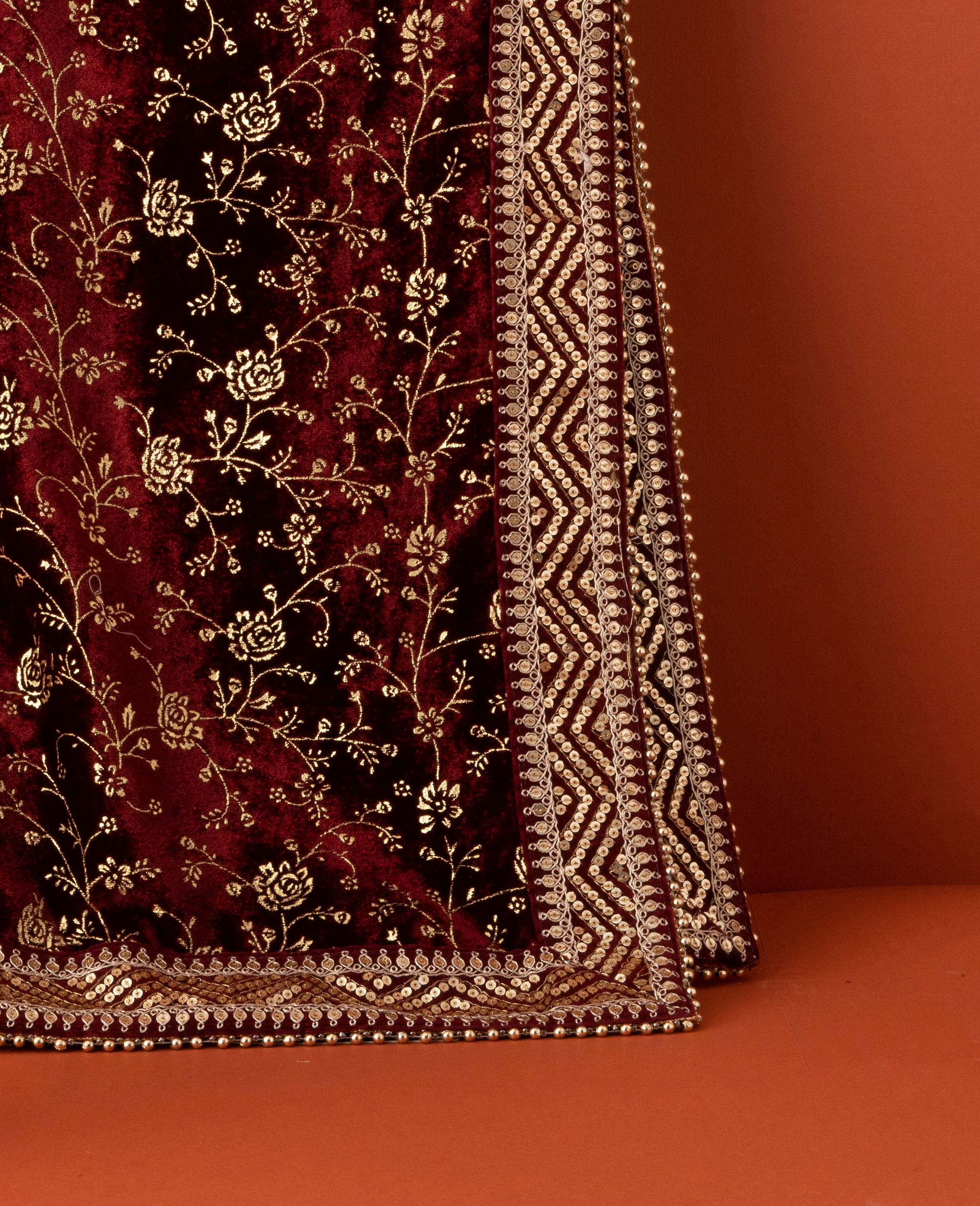 Manyavar Men Classic Maroon Bel Buti Patterned Dupatta