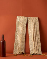 Manyavar Men Soft Beige Pleated Traditional Stole