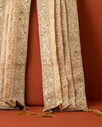 Manyavar Men Soft Beige Pleated Traditional Stole