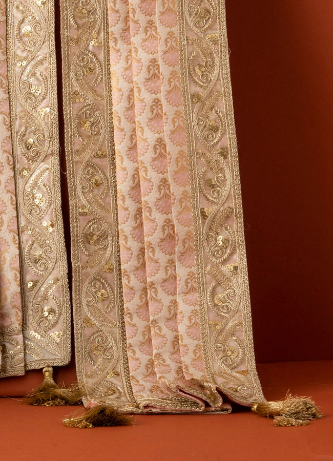 Manyavar Men Pink Pleated Traditional Stole