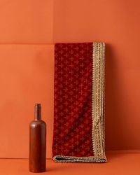 Manyavar Men Dark Maroon Bel Buti Patterned Dupatta