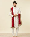 alt message - Manyavar Men Dark Maroon Bel Buti Patterned Dupatta image number 2