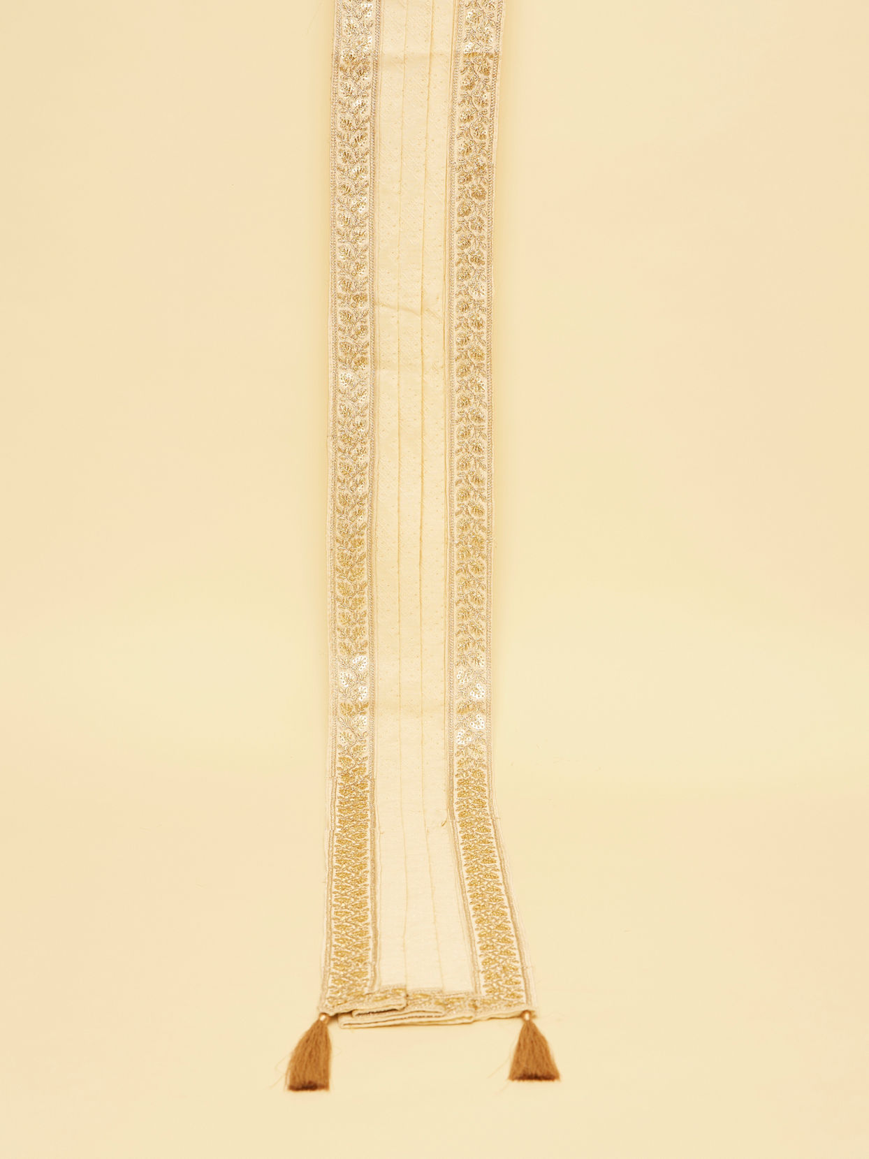 Manyavar Men Sand Beige Bel Buti Patterned Stole