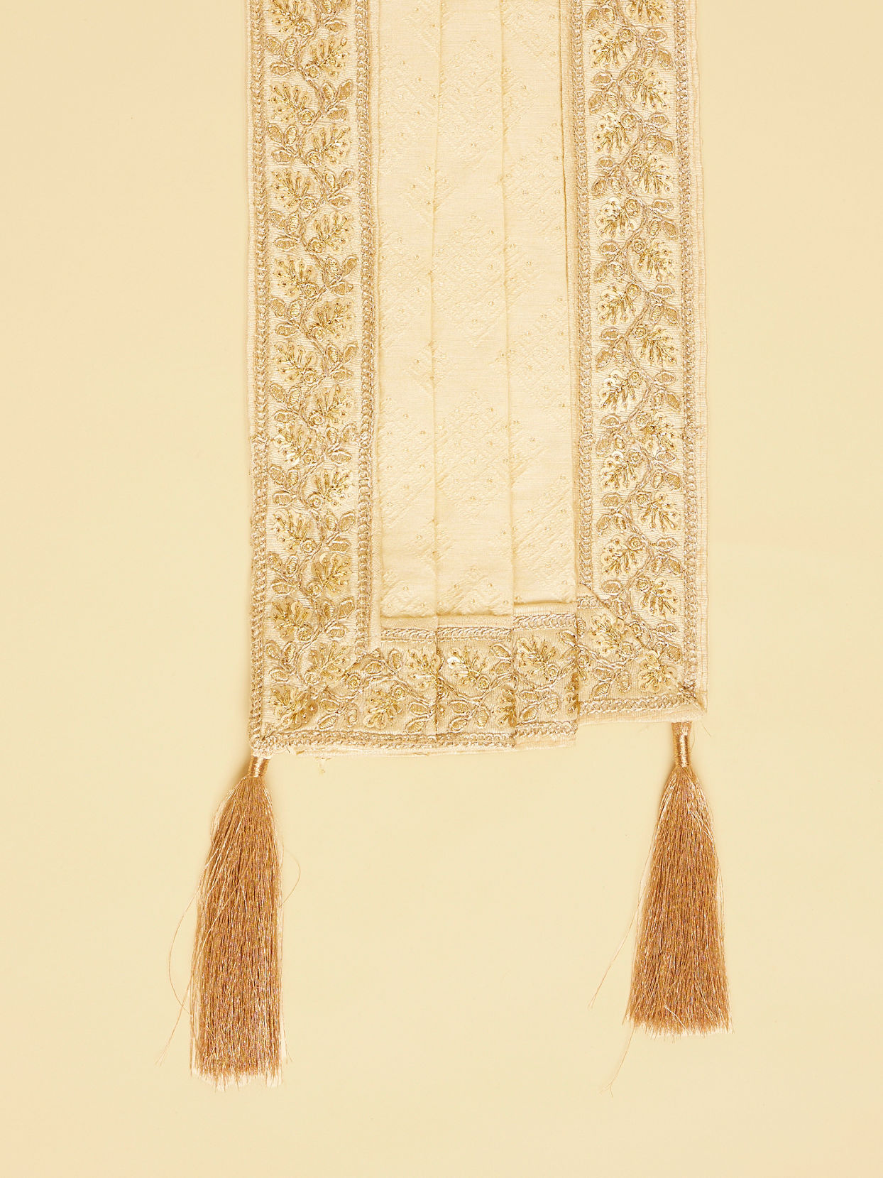 Manyavar Men Sand Beige Bel Buti Patterned Stole