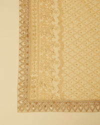 Manyavar Men Soft Beige Jaal Patterned Dupatta