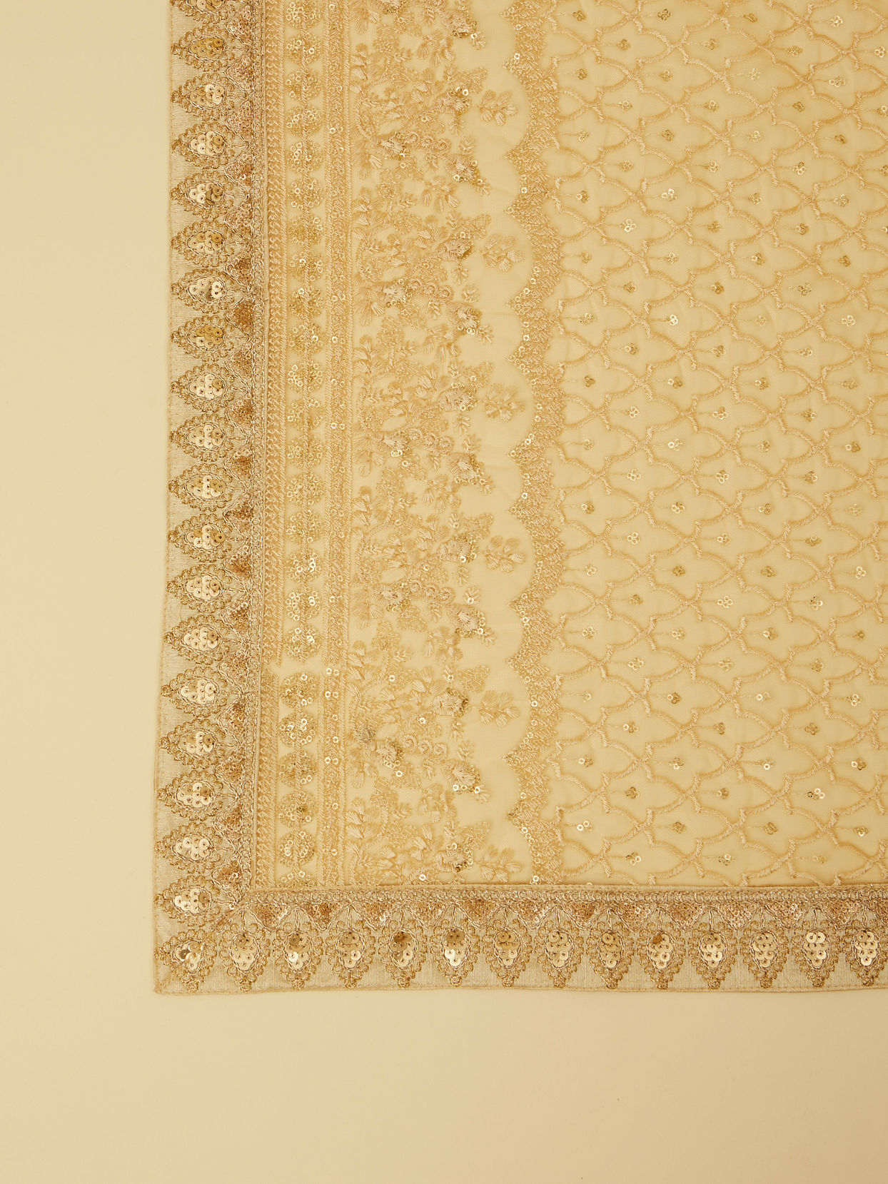 Manyavar Men Soft Beige Jaal Patterned Dupatta
