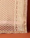 Manyavar Men Cream Pink Floral Chikankari Embroidered Stole