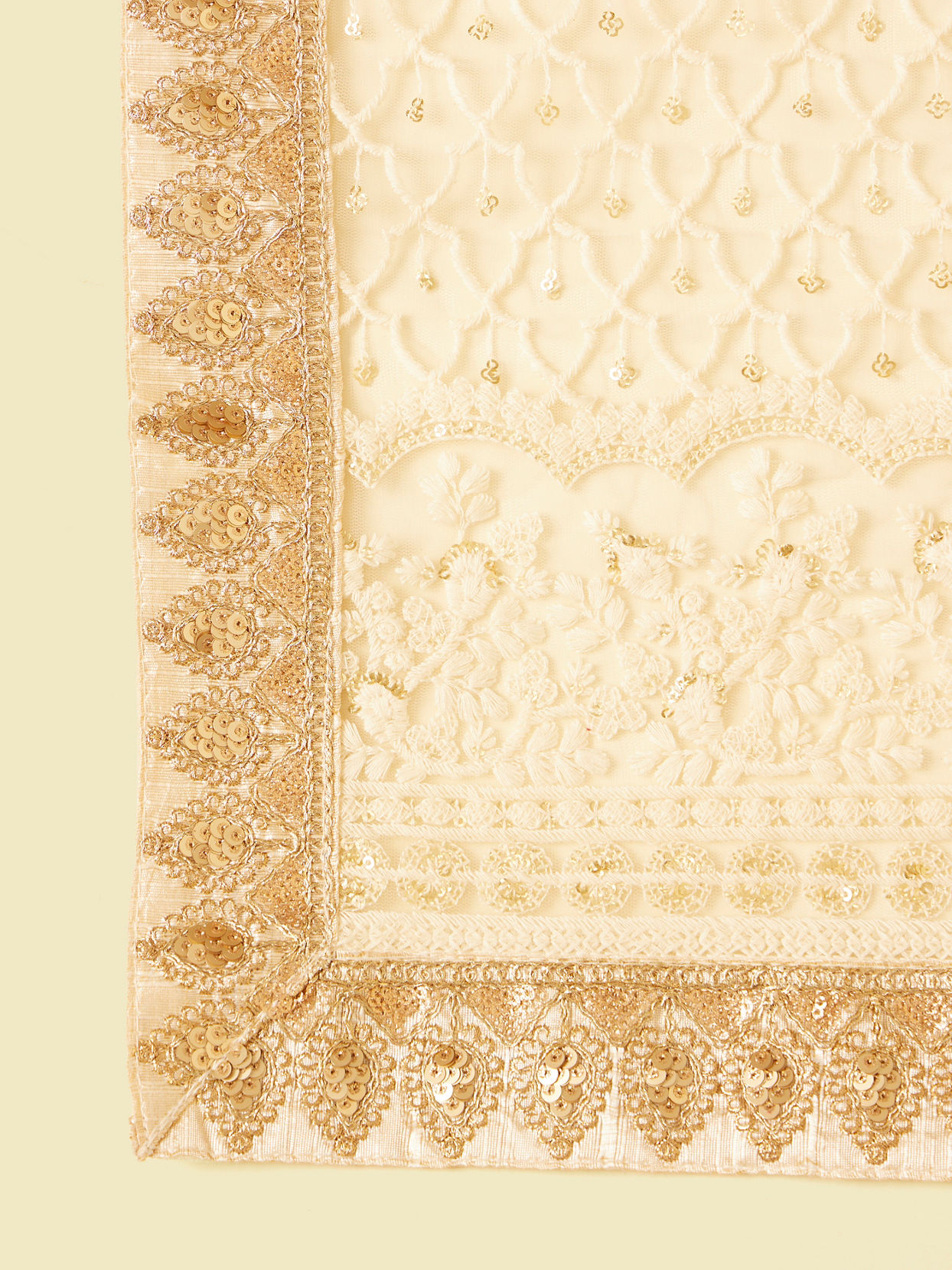 Manyavar Men Warm White Self Patterned Sequined Stole