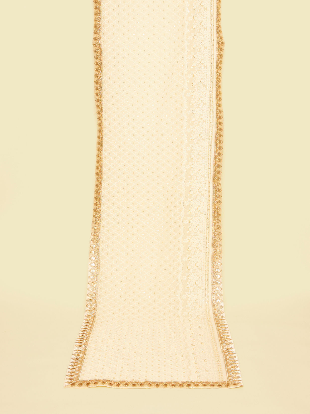 Manyavar Men Warm White Self Patterned Sequined Stole