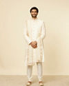 alt message - Manyavar Men Warm White Self Patterned Sequined Stole image number 2