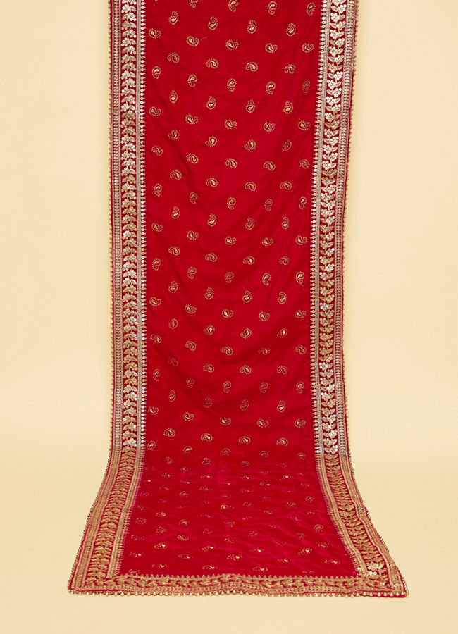 Manyavar Men Ruby Pink Paisley Patterned Stole