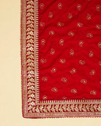Manyavar Men Ruby Pink Paisley Patterned Stole