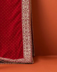 Manyavar Men Cherry Red Floral Motif Dupatta