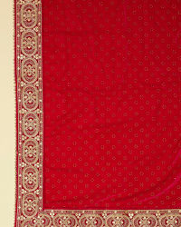 Manyavar Men Cherry Red Floral Motif Dupatta