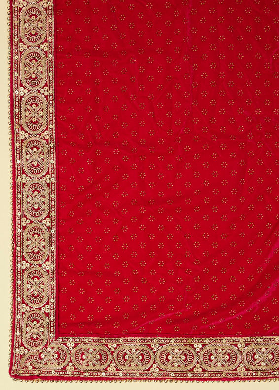 Manyavar Men Cherry Red Floral Motif Dupatta