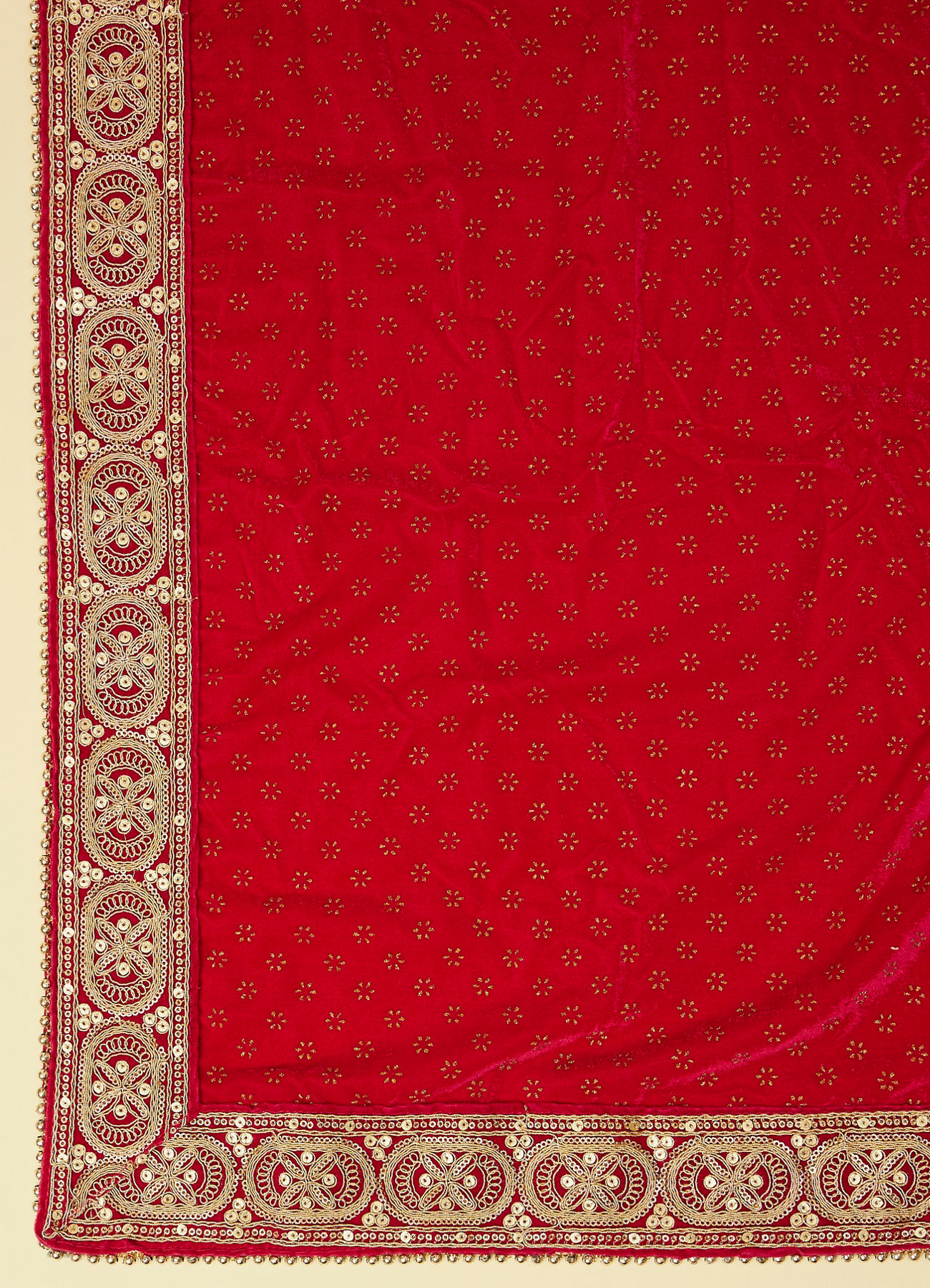 Manyavar Men Cherry Red Floral Motif Dupatta