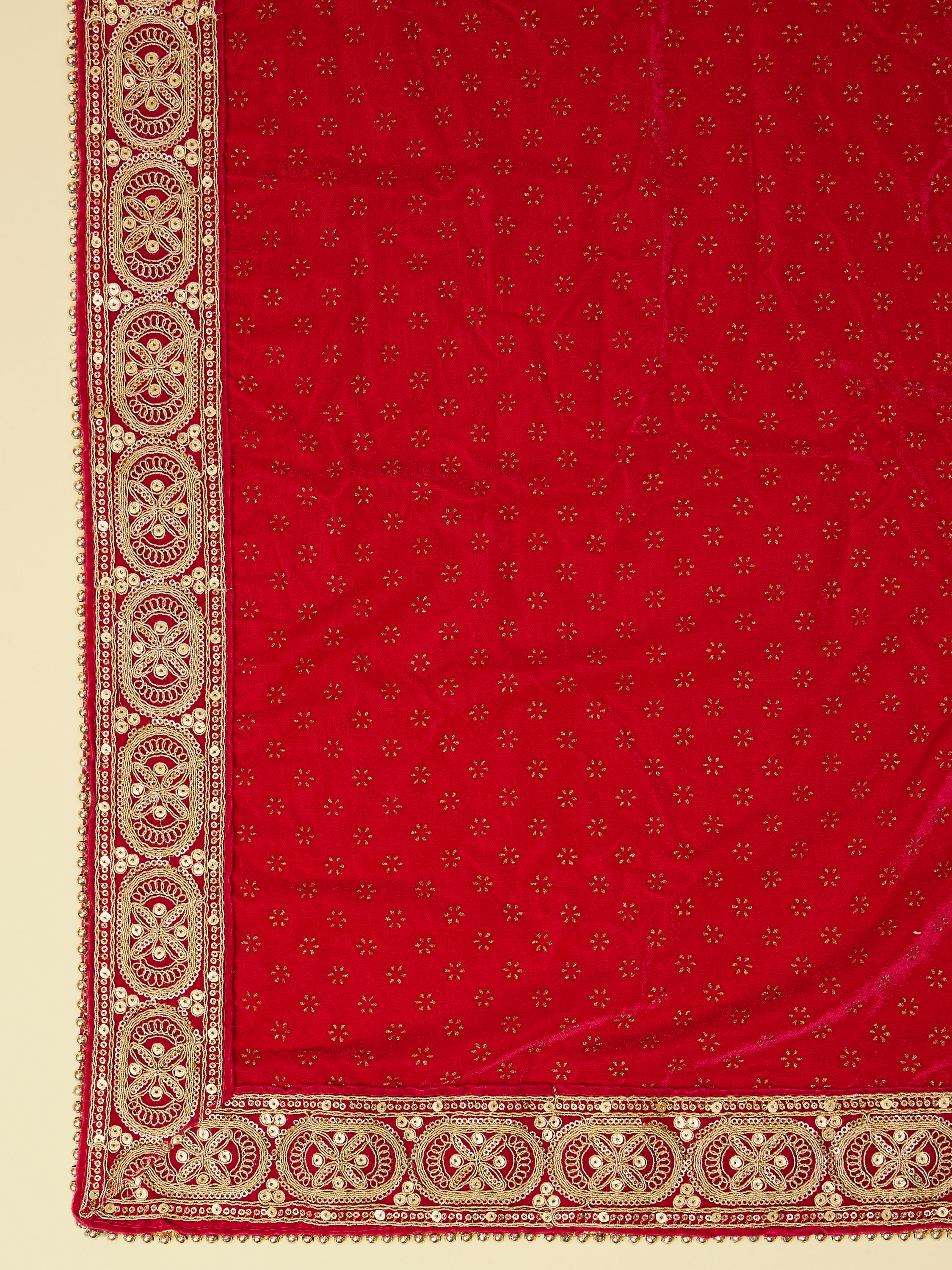 Manyavar Men Cherry Red Floral Motif Dupatta