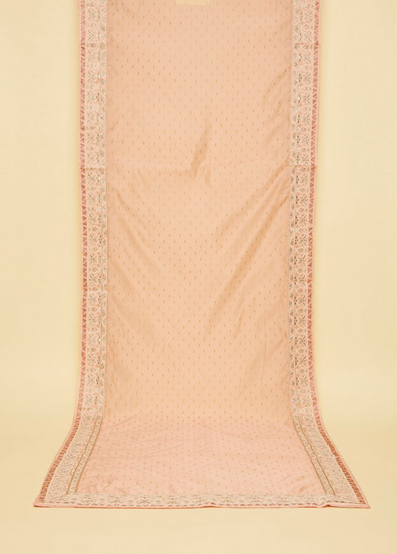 Manyavar Men Soft Peach Sequin and Stone Work Dupatta