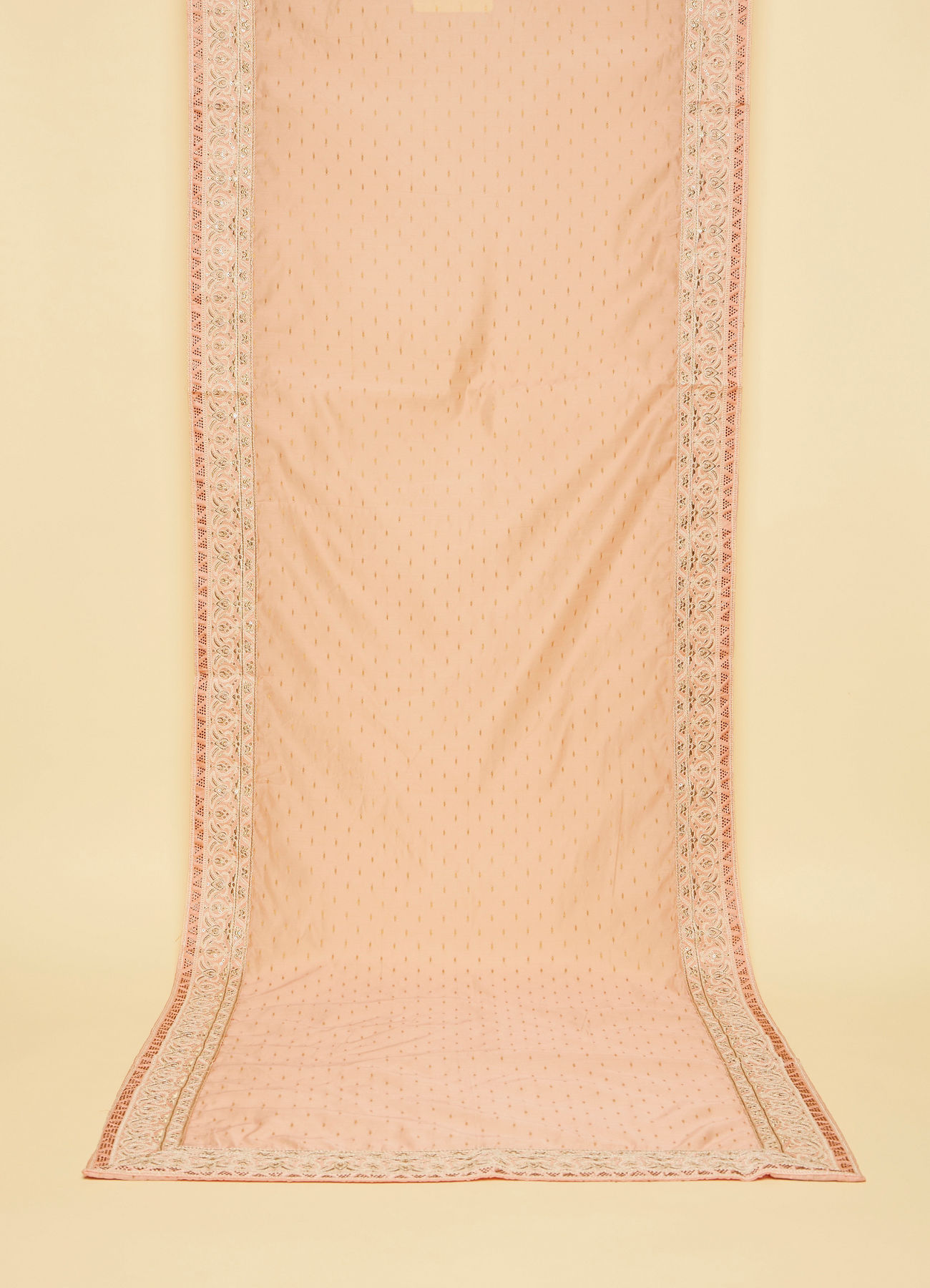 Manyavar Men Soft Peach Sequin and Stone Work Dupatta