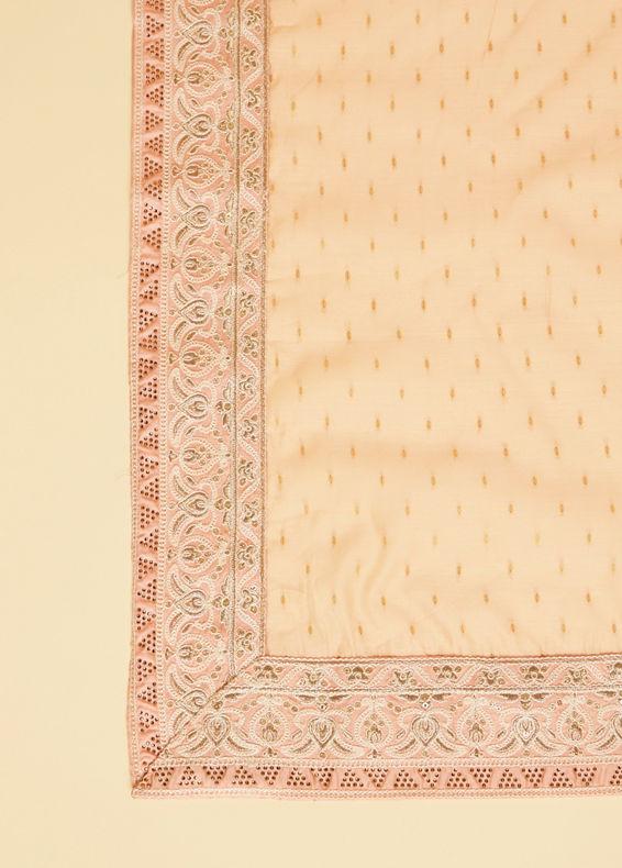Manyavar Men Soft Peach Sequin and Stone Work Dupatta