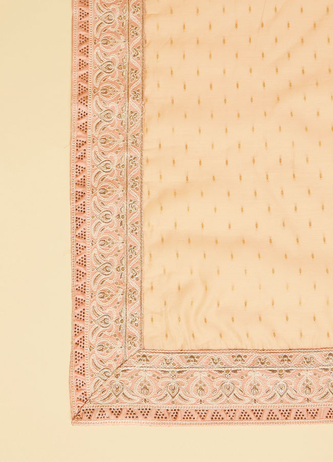 Manyavar Men Soft Peach Sequin and Stone Work Dupatta