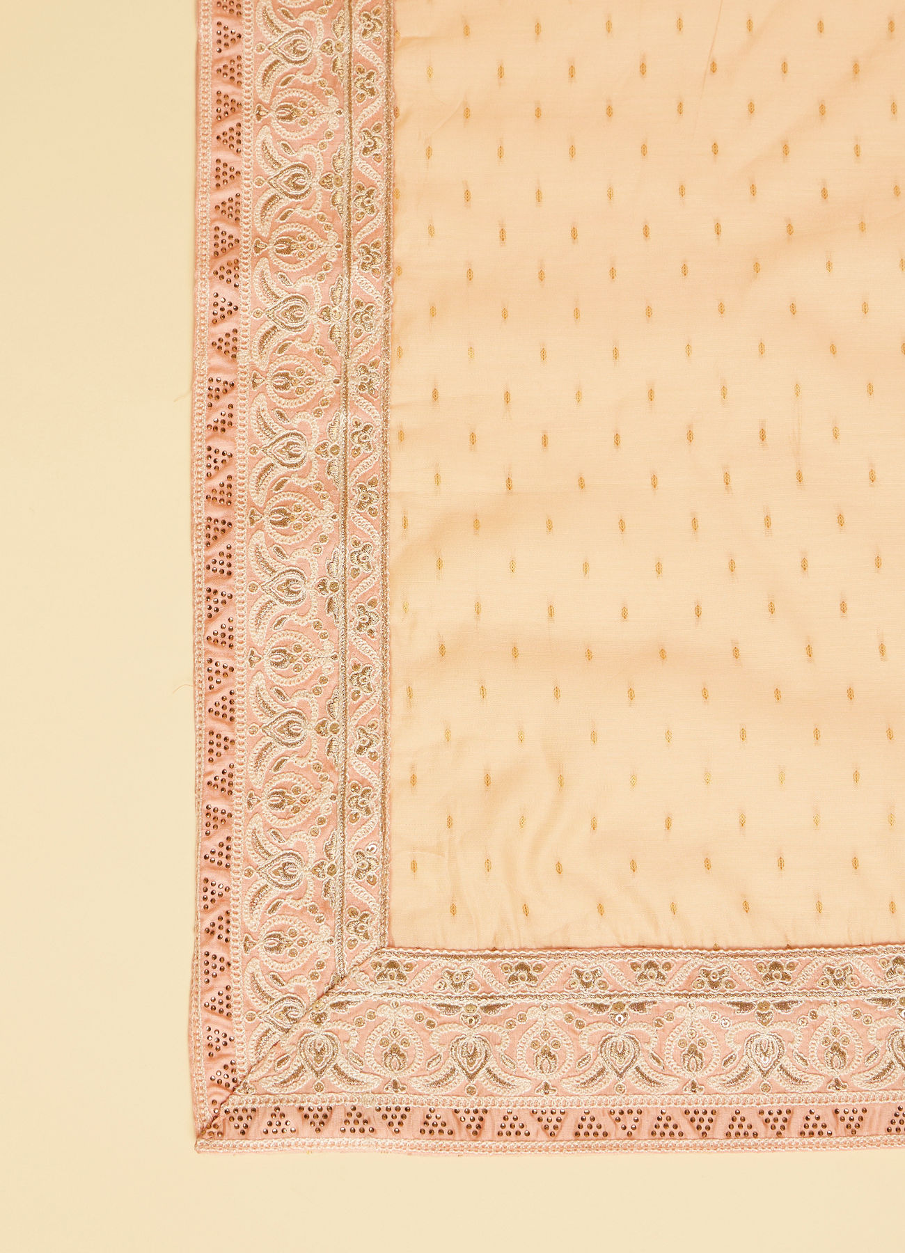 Manyavar Men Soft Peach Sequin and Stone Work Dupatta
