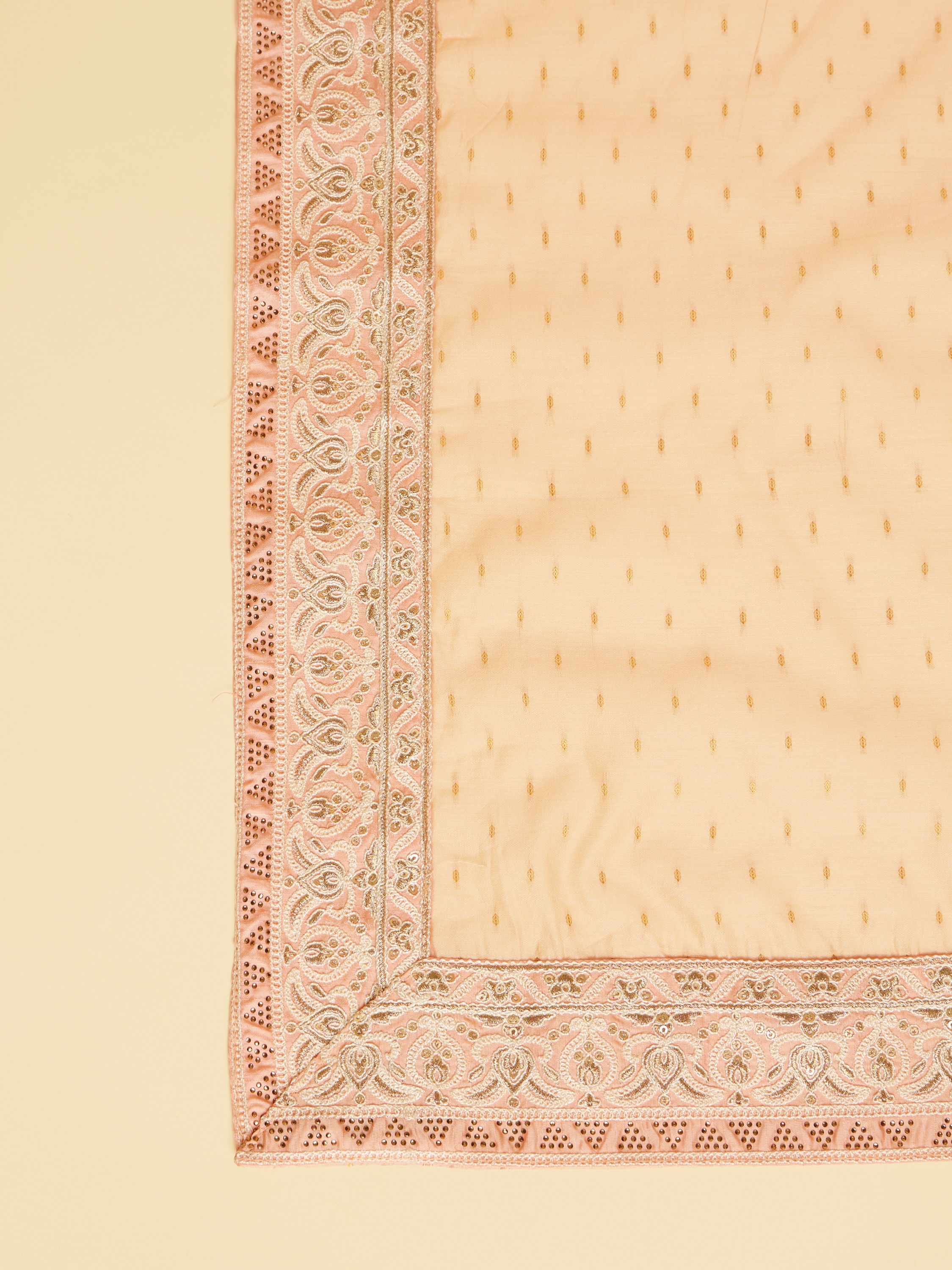Manyavar Men Soft Peach Sequin and Stone Work Dupatta