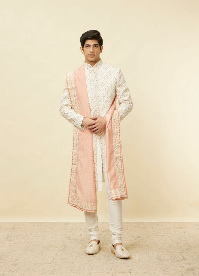 Soft Peach Sequin and Stone Work Dupatta image number 2