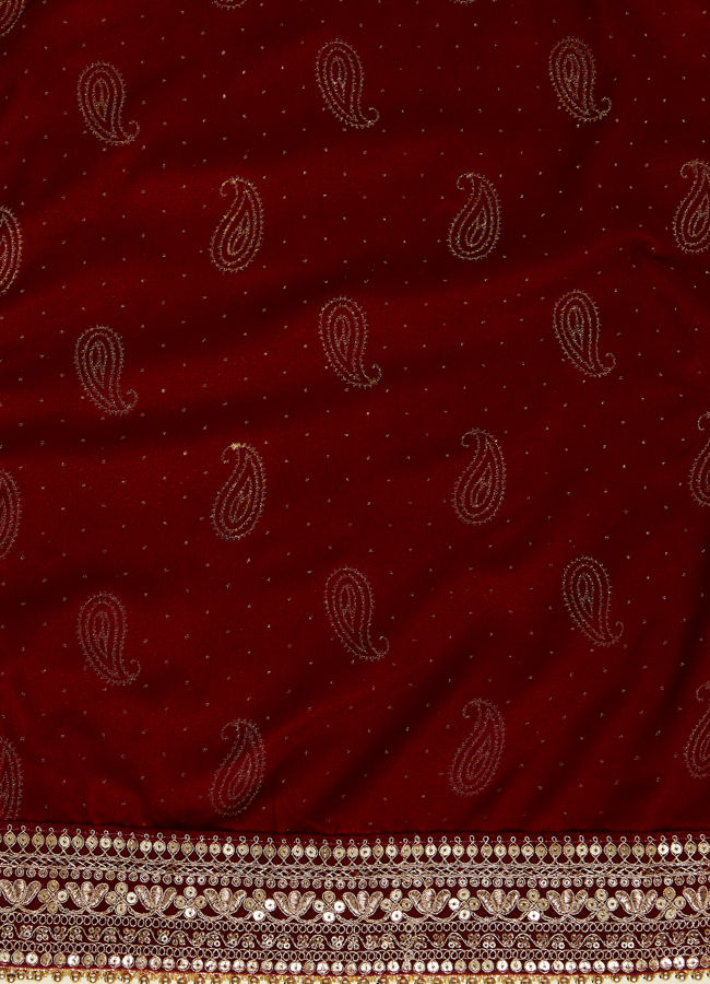 Manyavar Men Maroon Paisley Motif Dupatta