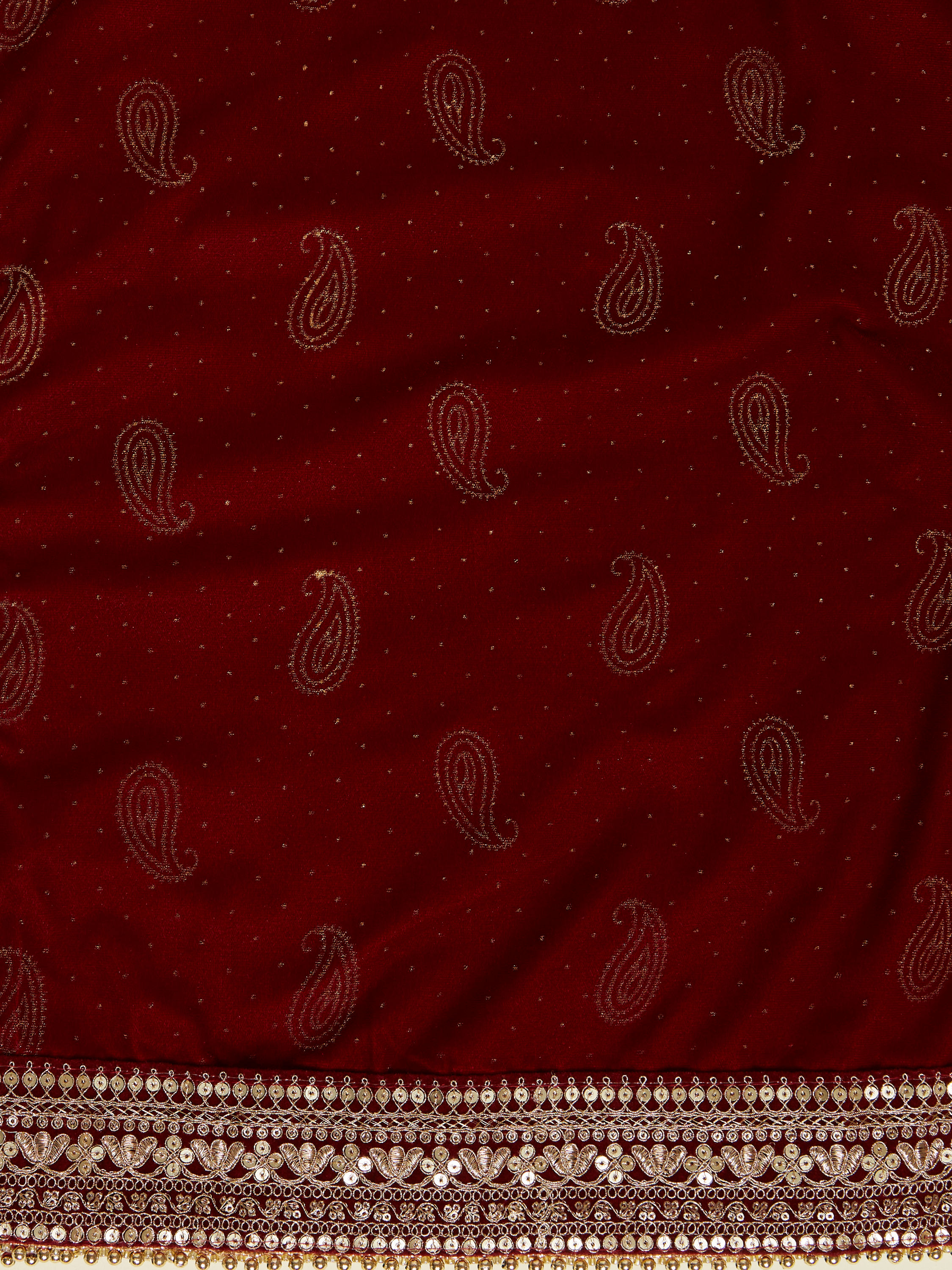 Manyavar Men Maroon Paisley Motif Dupatta