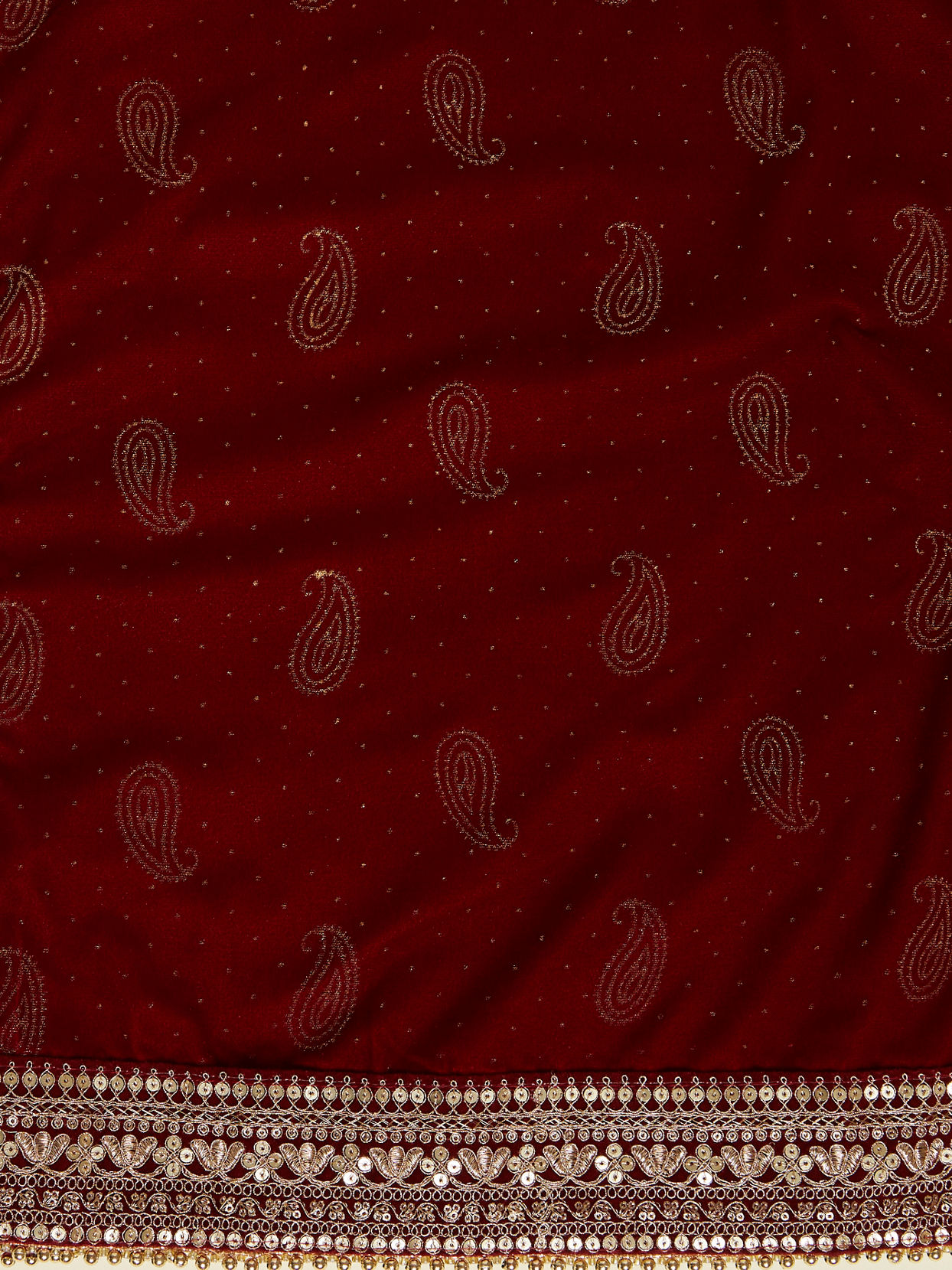 Manyavar Men Maroon Paisley Motif Dupatta
