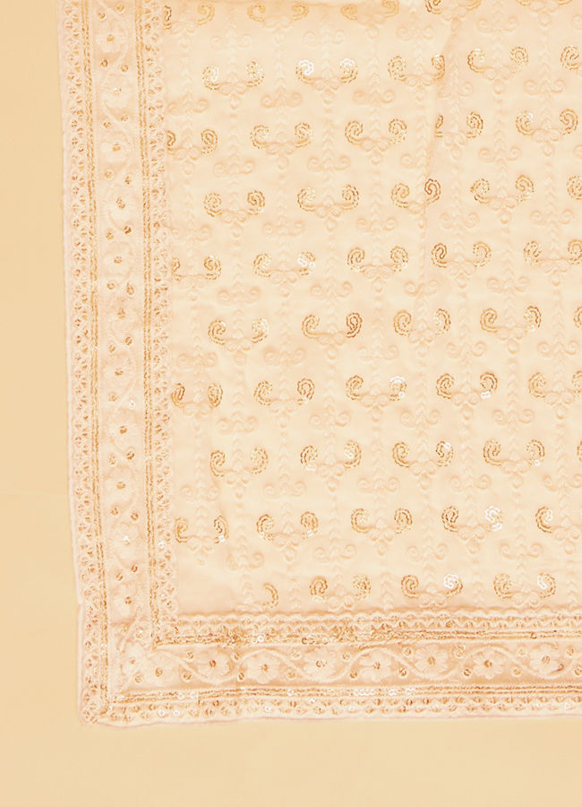 Manyavar Men Warm Cream Bel Buti Patterned Stole