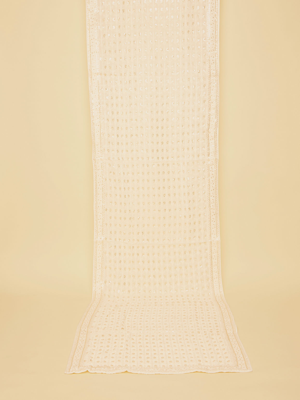 Manyavar Men Warm Cream Bel Buti Patterned Stole