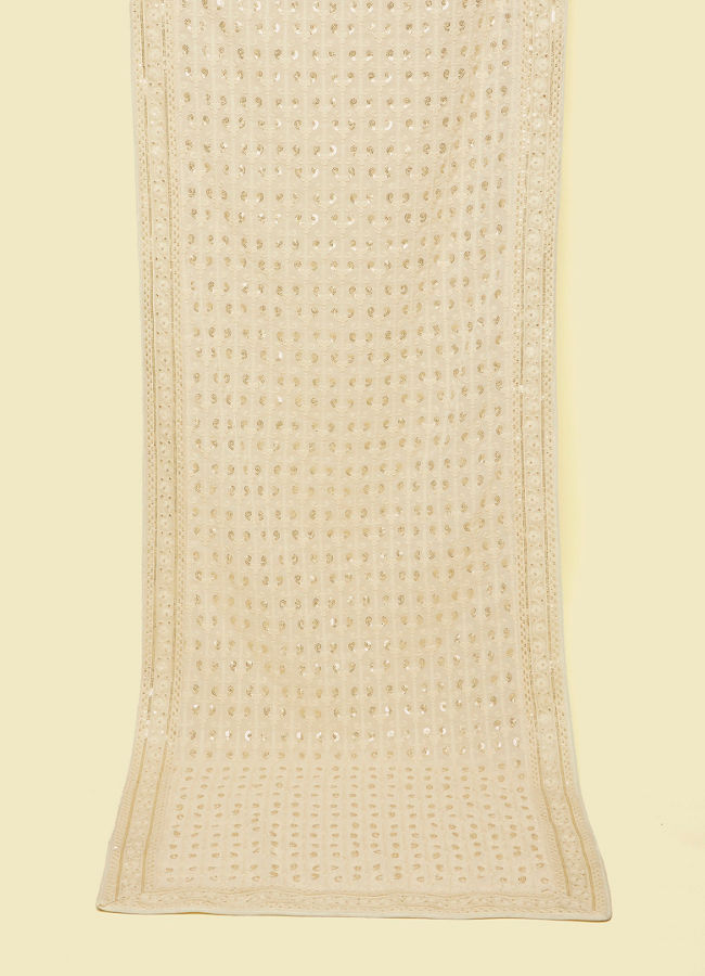 Manyavar Men Warm Cream Bel Buti Patterned Stole