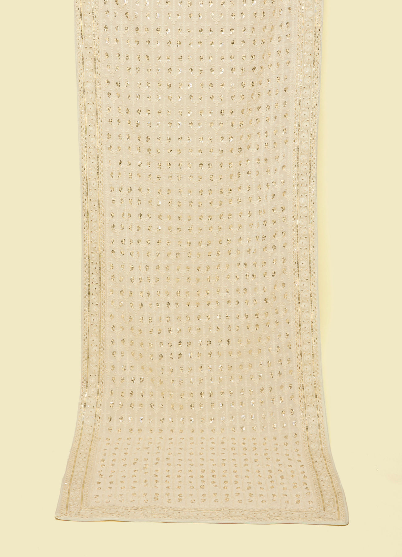 Manyavar Men Warm Cream Bel Buti Patterned Stole