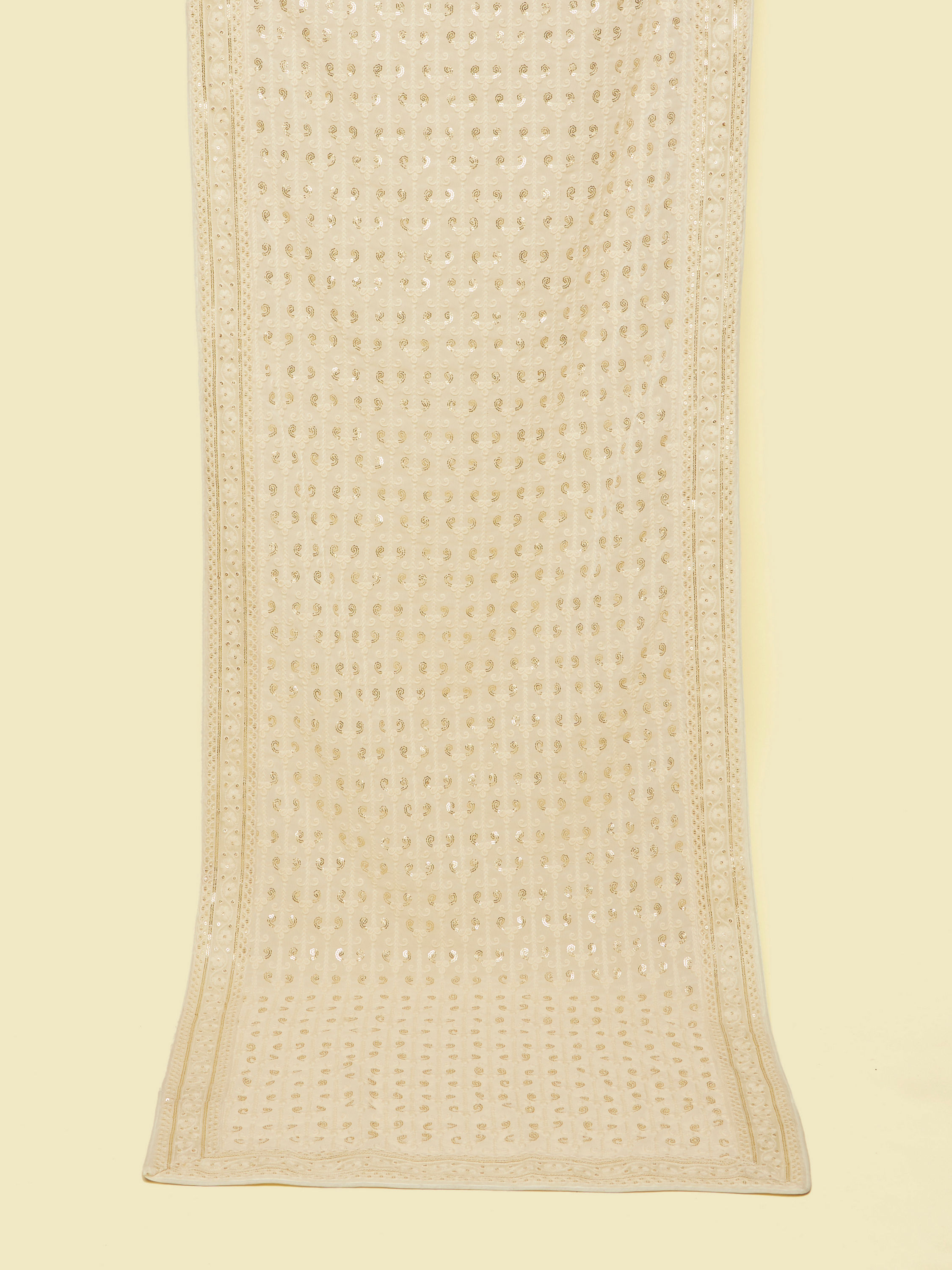 Manyavar Men Warm Cream Bel Buti Patterned Stole