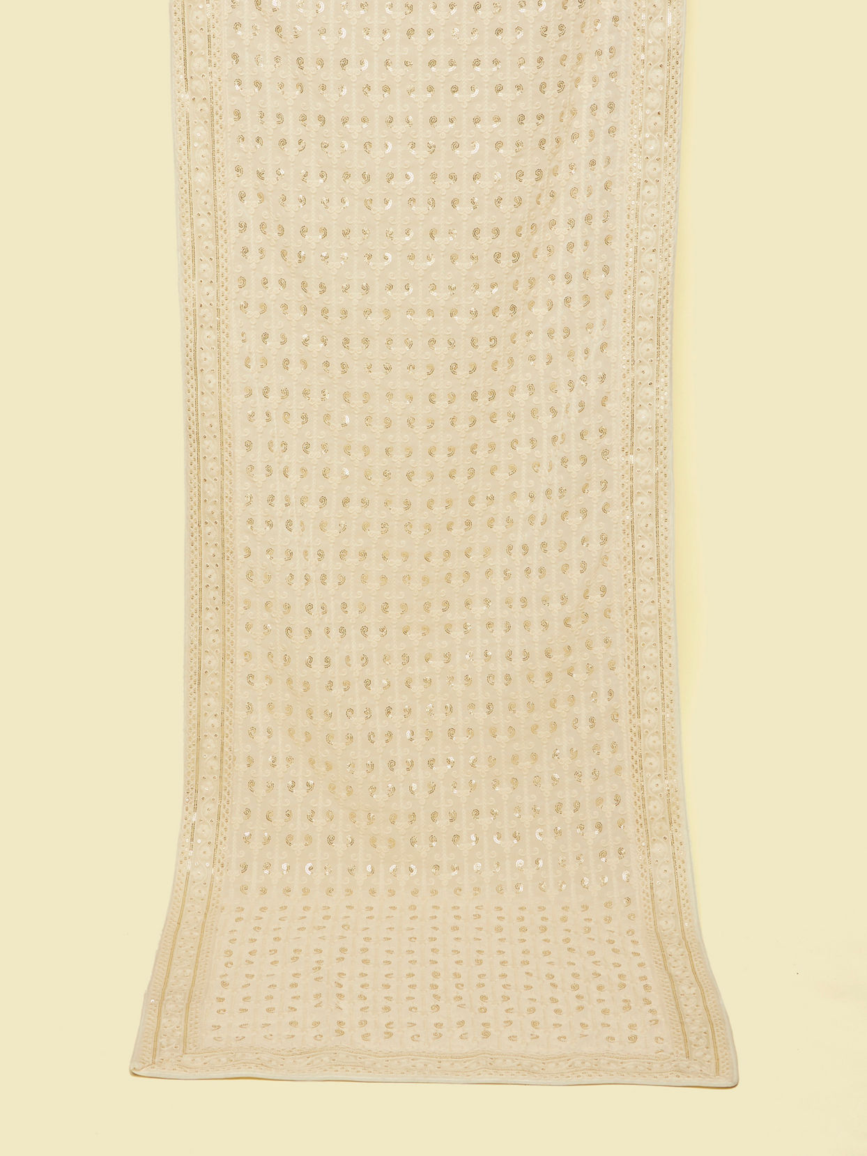 Manyavar Men Warm Cream Bel Buti Patterned Stole