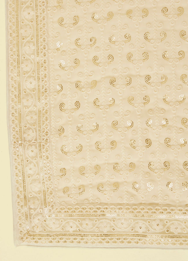 Manyavar Men Warm Cream Bel Buti Patterned Stole