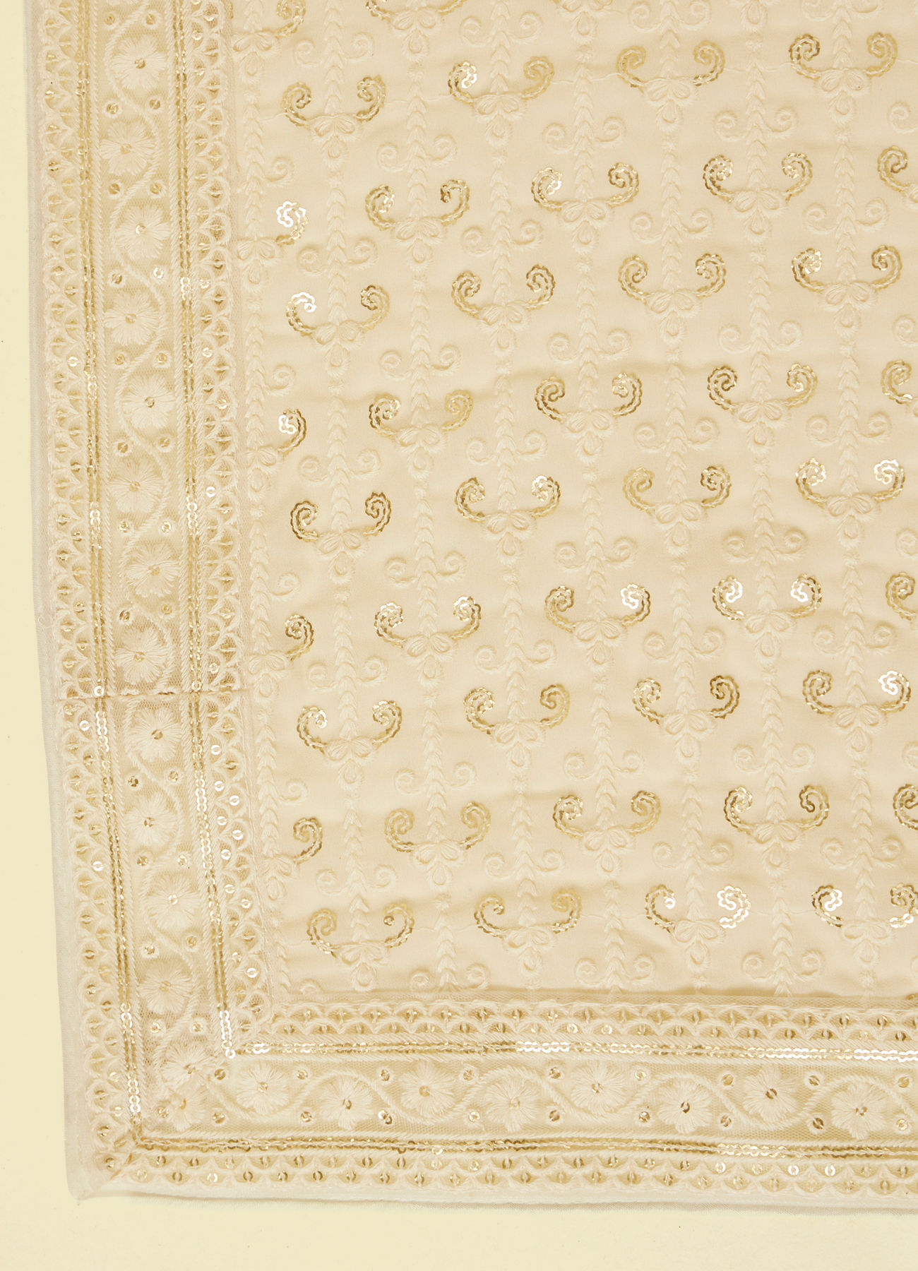 Manyavar Men Warm Cream Bel Buti Patterned Stole