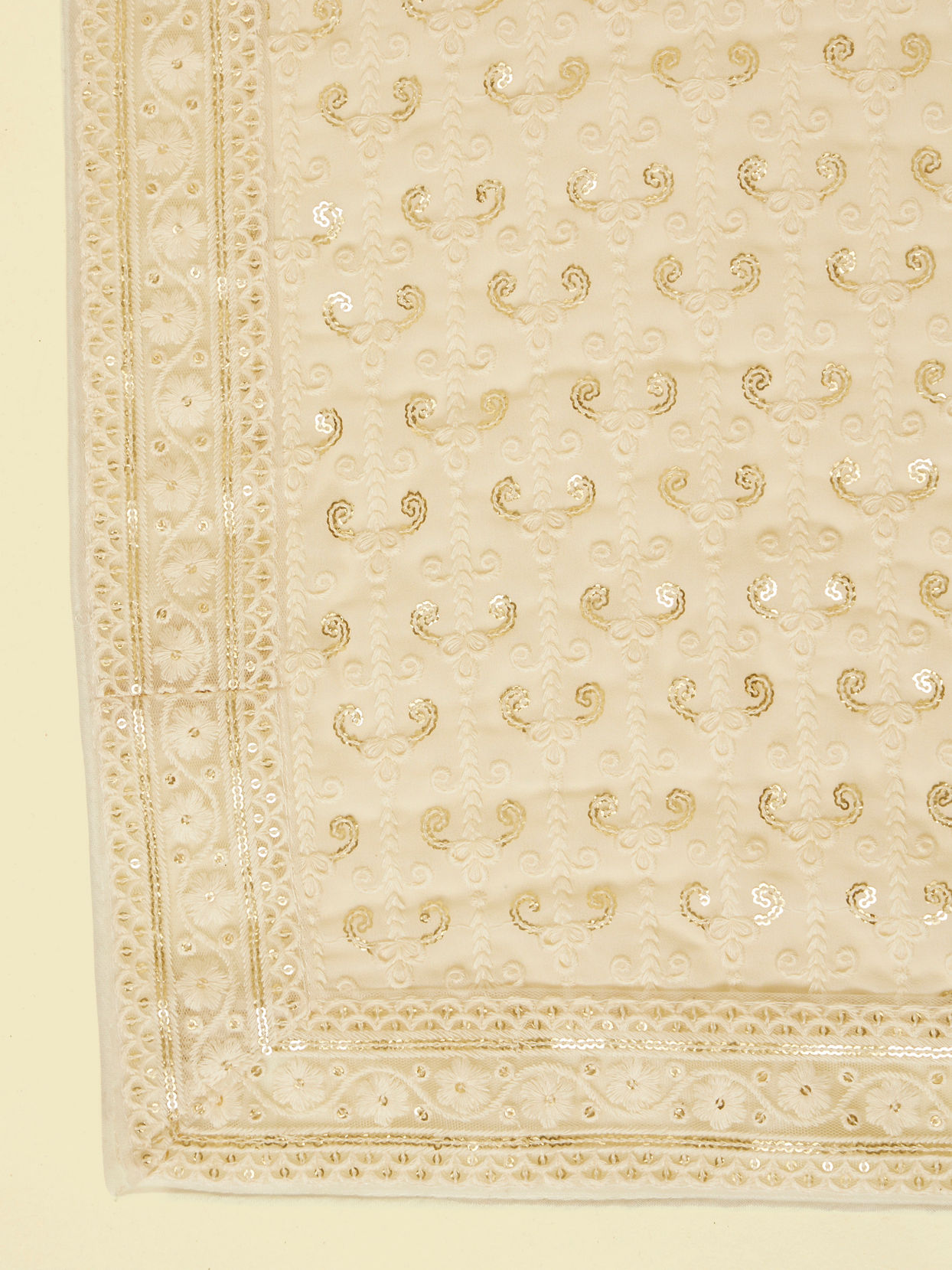 Manyavar Men Warm Cream Bel Buti Patterned Stole