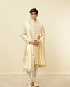 alt message - Manyavar Men Snow White Gota Patti Bordered Stole image number 2