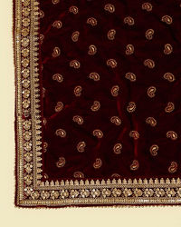 Manyavar Men Maroon Paisley Motif Dupatta