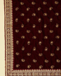 Manyavar Men Deep Maroon Paisley Embroidered Dupatta